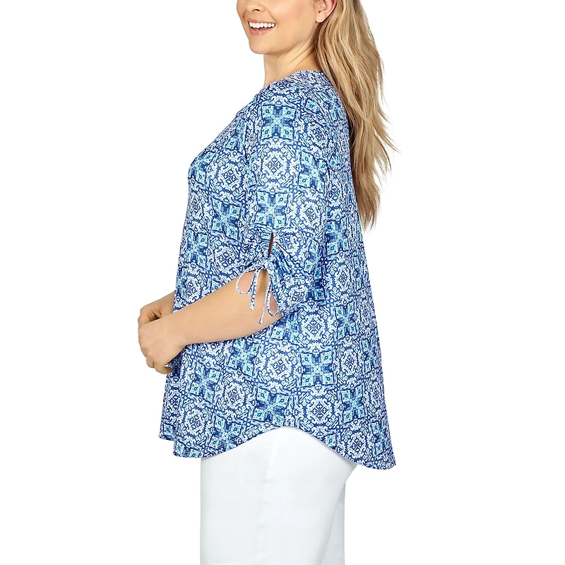 Larky Lark Womens Plus Scoop Neck Elbow Sleeve T-Shirt