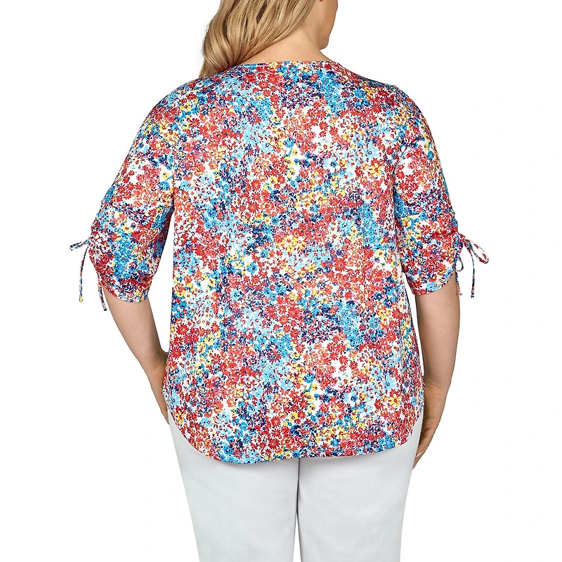 Larky Lark Womens Plus Round Neck Elbow Sleeve T-Shirt