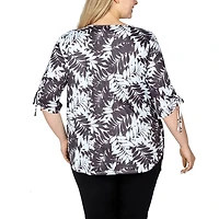 Larky Lark Womens Plus Round Neck 3/4 Sleeve T-Shirt
