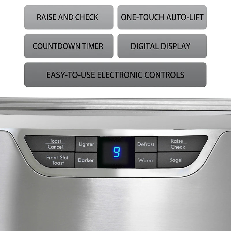 Kenmore Elite 4-Slice Auto-Lift Long Slot Toaster, Stainless Steel