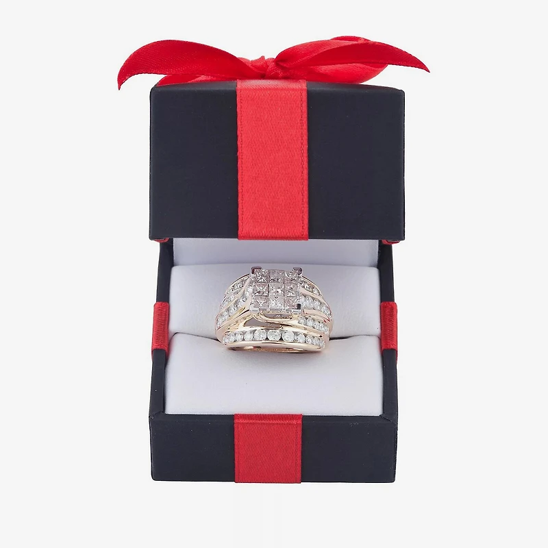 3 CT.T.W. Natural Diamond Side Stone Engagement Ring 10K or 14K Gold