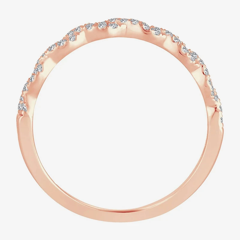Signature By Modern Bride Womens 1/5 CT. Natural White Diamond 10K Gold Wedding Band