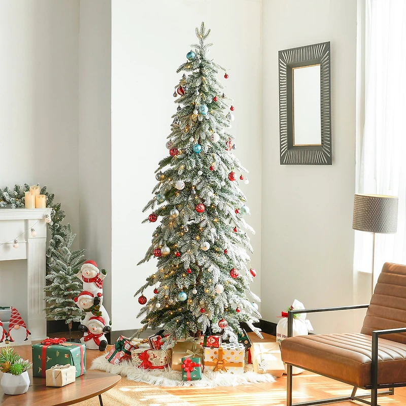 Glitzhome 7 1/2 Ft Pre-Lit Pencil Spruce Christmas Tree