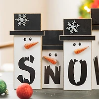 Glitzhome Wooden Snowman Family Christmas Tabletop Decor