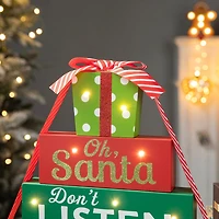 Glitzhome Lighted Wooden Gift Christmas Tabletop Decor