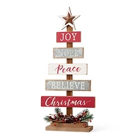 Glitzhome 1.6ft Wooden Sign Christmas Tabletop Tree