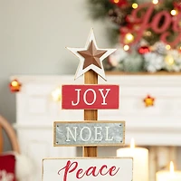 Glitzhome 1.6ft Wooden Sign Christmas Tabletop Tree