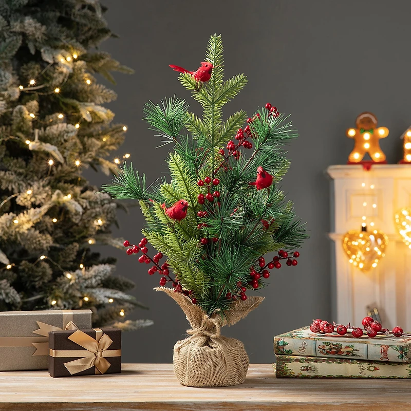 Glitzhome 1.6ft Cardinal Christmas Tabletop Tree