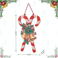 Glitzhome Wooden Christmas Candy Cane Decor Wall Sign