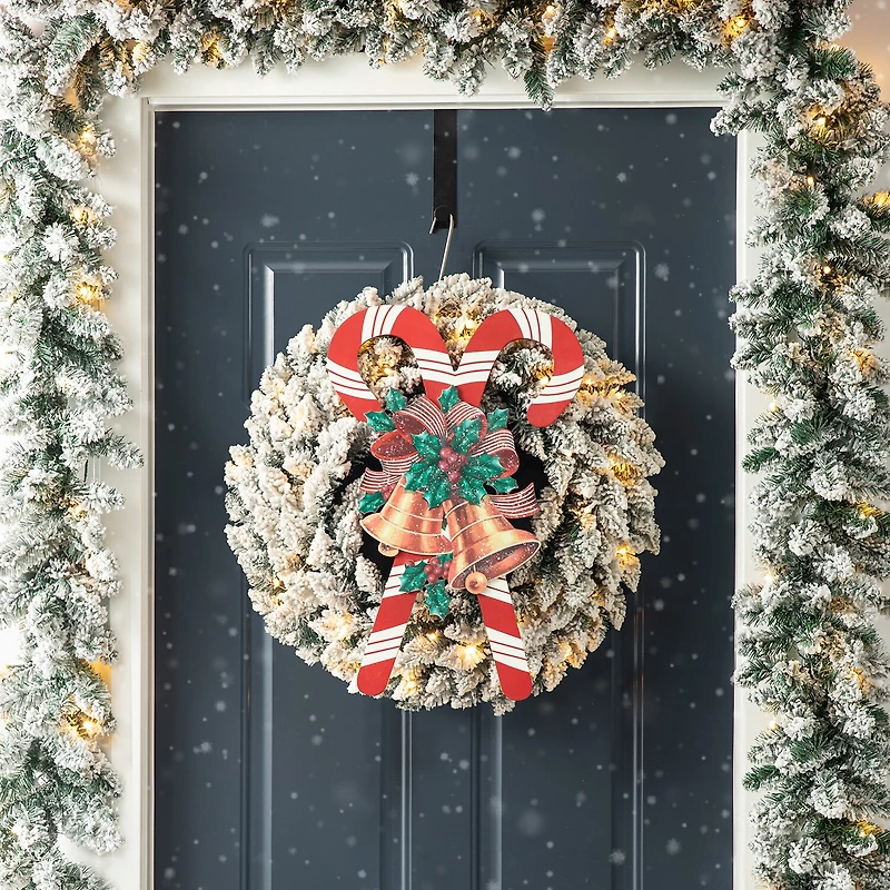 Glitzhome Wooden Christmas Candy Cane Decor Wall Sign