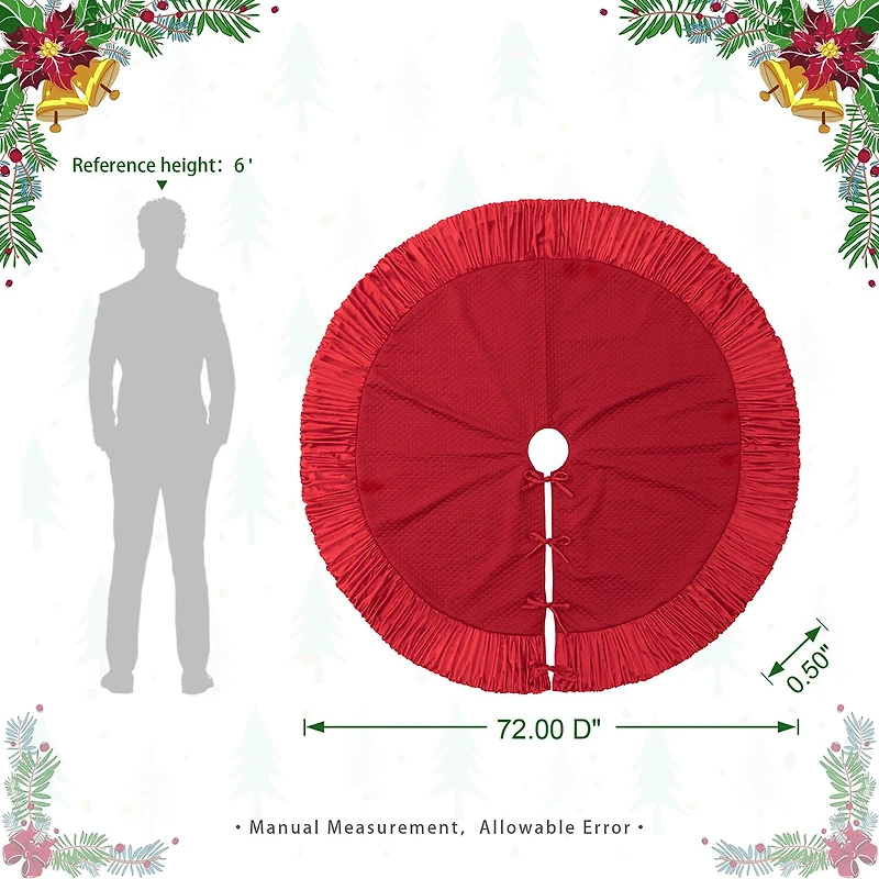 Glitzhome Red Velvet Christmas Indoor Tree Skirt