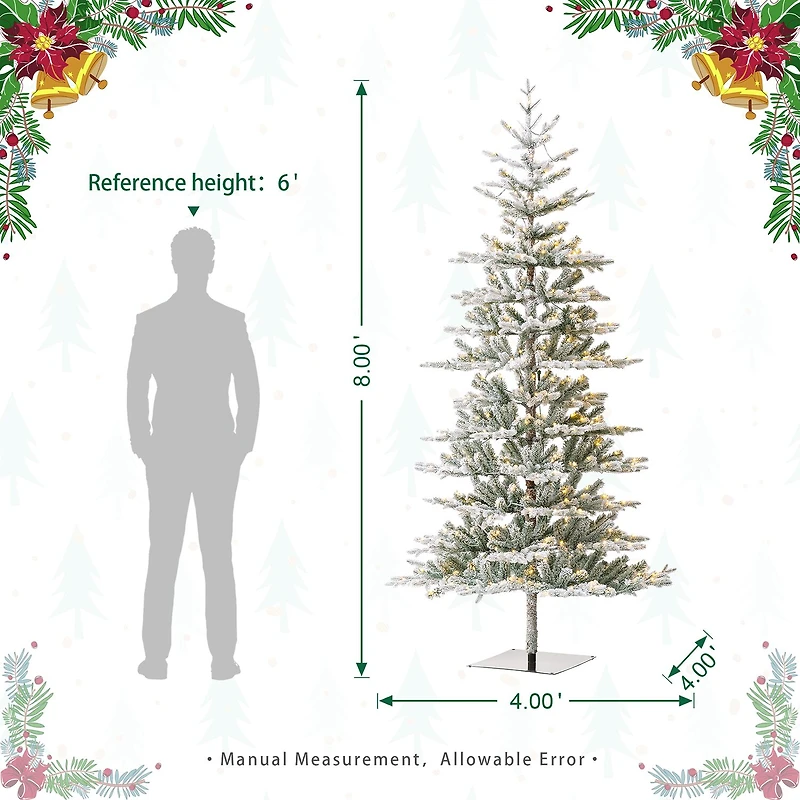 Glitzhome 8 Ft Pre-Lit Fir Artificial Christmas Tree