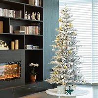 Glitzhome 8 Ft Pre-Lit Fir Artificial Christmas Tree