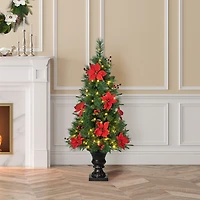 Glitzhome Pre-Lit Porch 4 Foot Pine Christmas Tree
