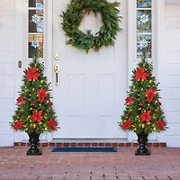 Glitzhome 4 Ft 2pc Pre-Lit Porch Pine Christmas Tree