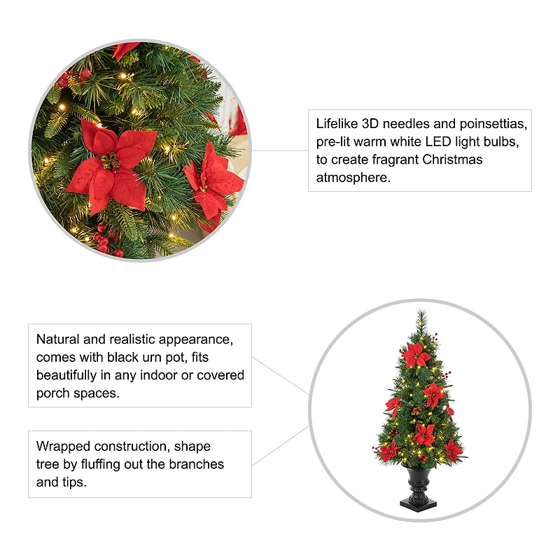 Glitzhome 4 Ft 2pc Pre-Lit Porch Pine Christmas Tree