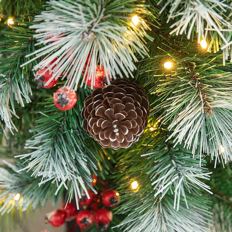 Glitzhome Pre-Lit Porch 4 Foot Pine Christmas Tree
