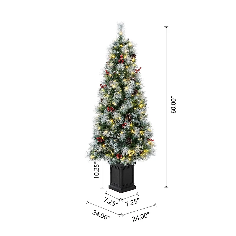 Glitzhome 5 Ft 2pc Pre-Lit Porch Pine Christmas Tree