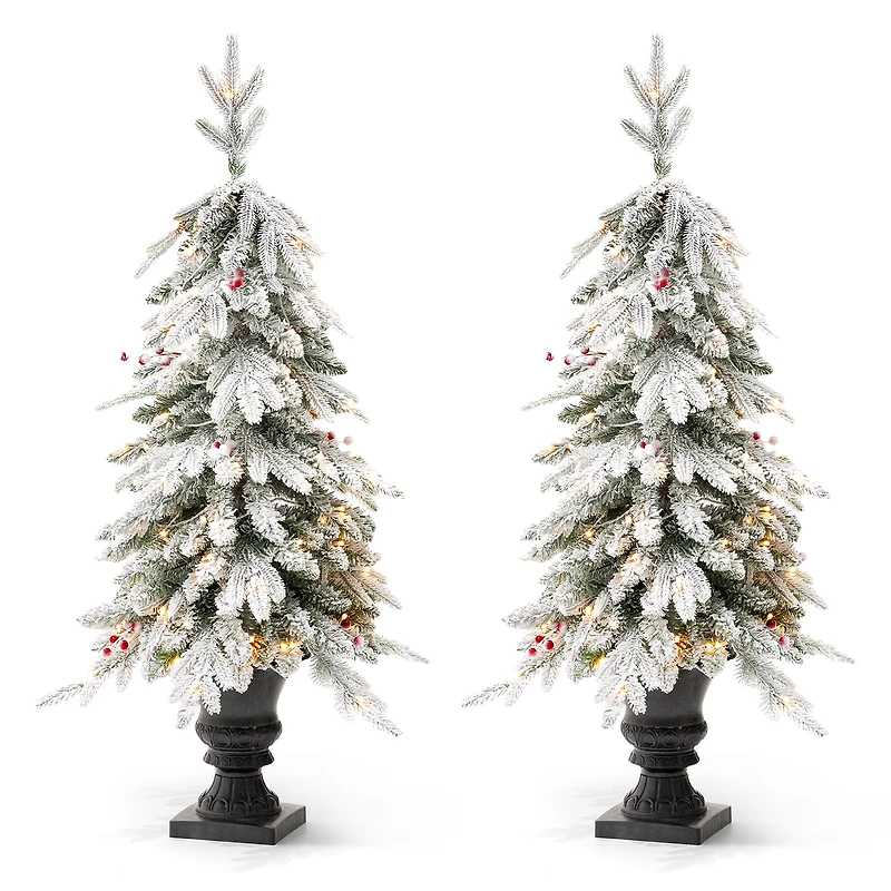 Glitzhome 4 Ft 2pc Pre-Lit Porch Fir Christmas Tree