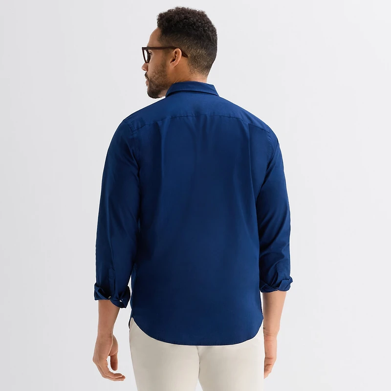 St. John's Bay Poplin Mens Long Sleeve Classic Fit Button-Down Shirt