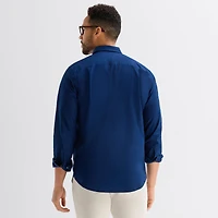 St. John's Bay Poplin Mens Long Sleeve Classic Fit Button-Down Shirt