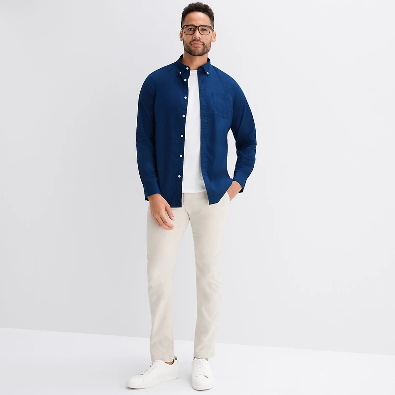 St. John's Bay Poplin Mens Long Sleeve Classic Fit Button-Down Shirt