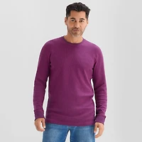 St. John's Bay Waffle Mens Crew Neck Long Sleeve Classic Fit Thermal Top