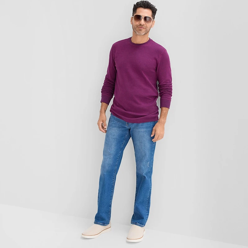 St. John's Bay Waffle Mens Crew Neck Long Sleeve Classic Fit Thermal Top