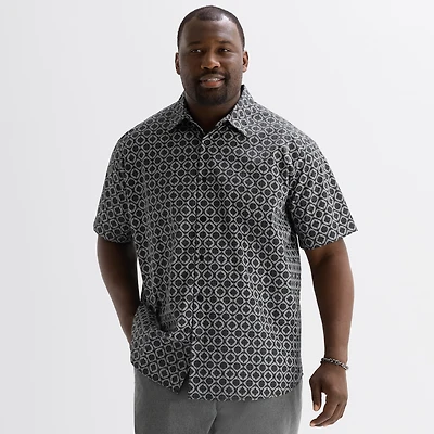 Shaquille O'Neal XLG™ Mens Short Sleeve Regular Fit Big and Tall Button-Down Shirt