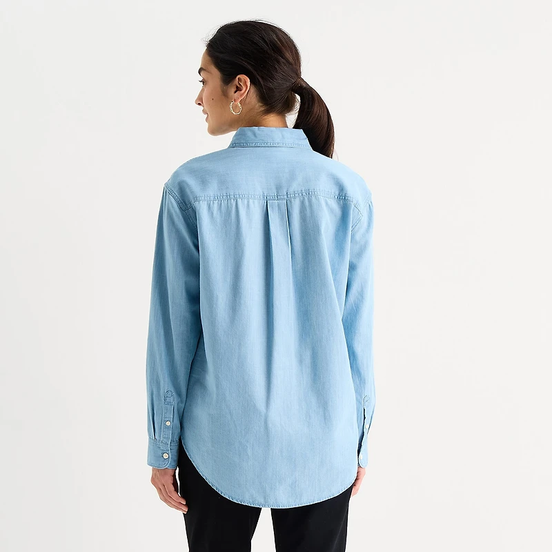 St. John's Bay Womens Long Sleeve Regular Fit Button-Down Shirt
