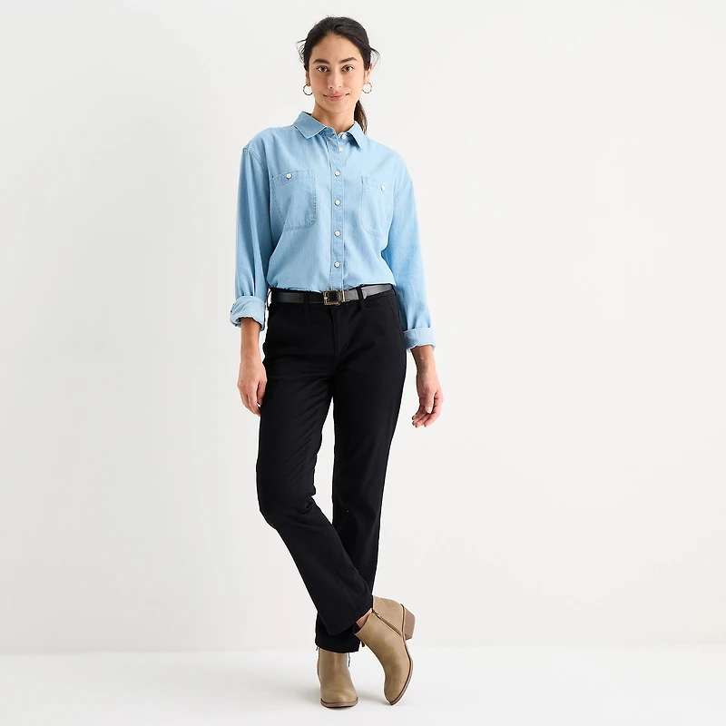 St. John's Bay Womens Long Sleeve Regular Fit Button-Down Shirt