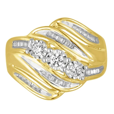 Love Lives Forever Womens 1/2 CT. T.W. Natural White Diamond 10K Gold 3-Stone Engagement Ring