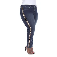 White Mark Womens Plus Mid Rise Stretch Fabric Skinny Fit Jegging Jean