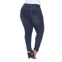 White Mark Womens Plus Mid Rise Stretch Fabric Skinny Fit Jegging Jean