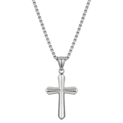 J.P. Army Men's Jewelry Stainless Steel 22 Inch Link Cross Pendant Necklace