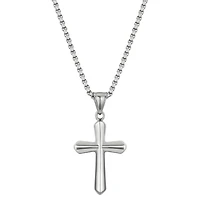 J.P. Army Men's Jewelry Stainless Steel 22 Inch Link Cross Pendant Necklace