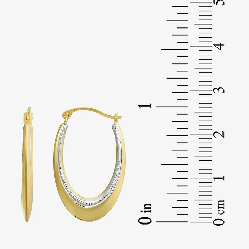 Womens 10K Two Tone Gold 14K Gold 25mm Hoop Earrings