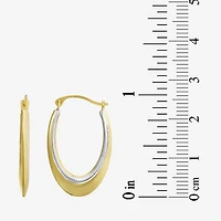 Womens 10K Two Tone Gold 14K Gold 25mm Hoop Earrings