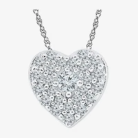 Womens 1/5 CT. Natural White Diamond 10K Gold Heart 18 Inch Pendant Necklace