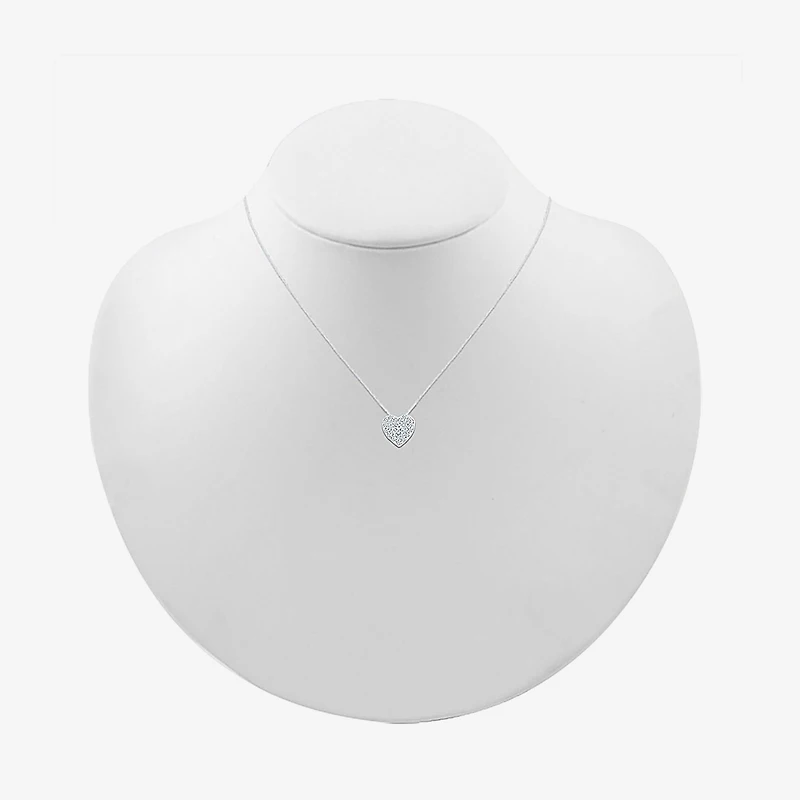 Womens 1/5 CT. Natural White Diamond 10K Gold Heart 18 Inch Pendant Necklace
