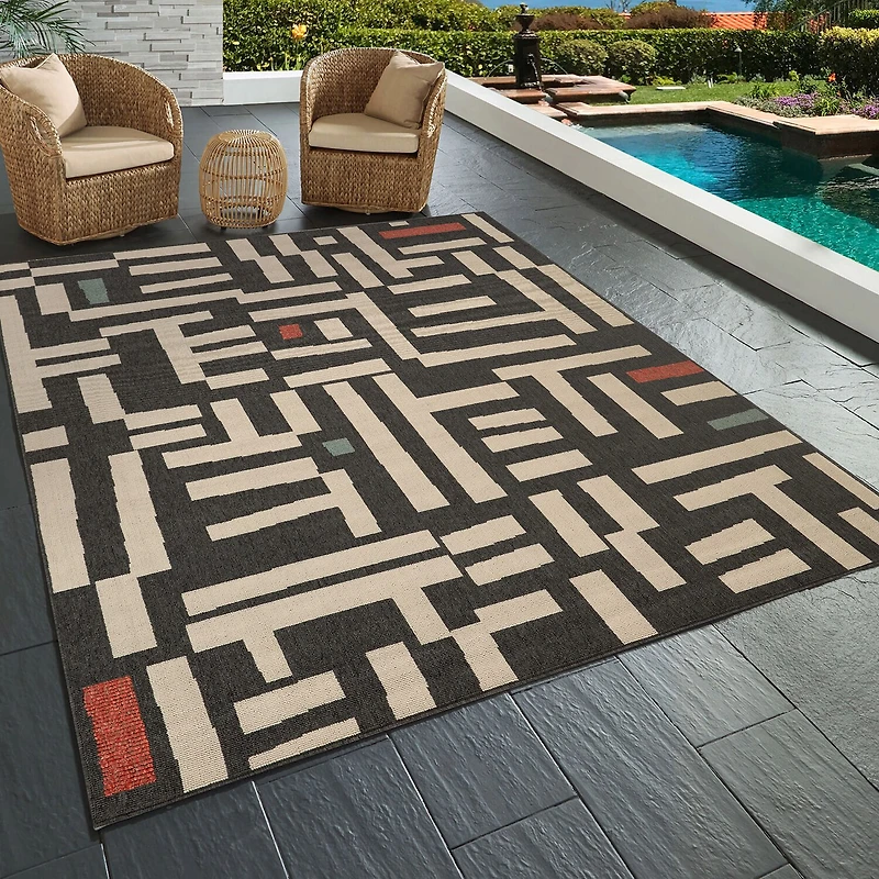 LR Home Graphic Print 24"X36" Indoor Outdoor Rectangular Accent Rug