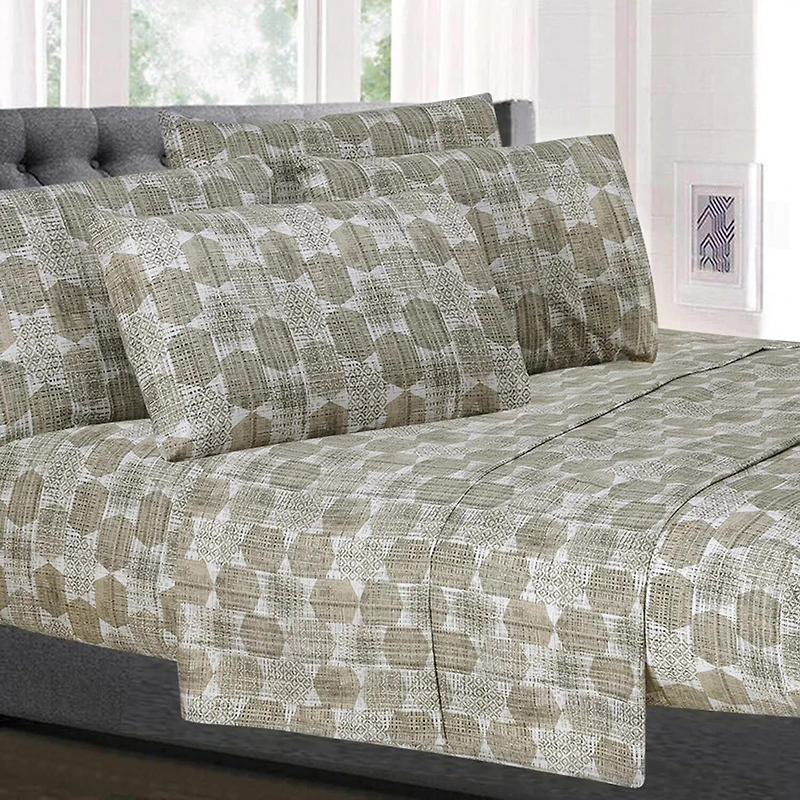 Sweet Home Collection™ Printed Monaco Ultra Soft Microfiber Sheet Set with Bonus Pillowcases