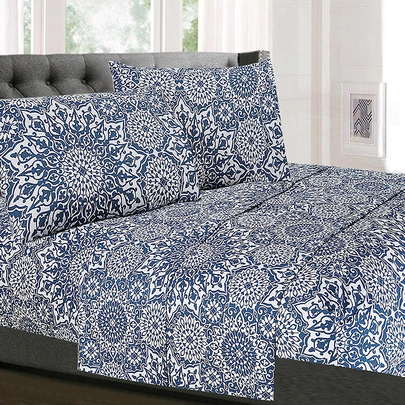 Sweet Home Collection™ Oasis Printed Sheet Set, Double Brushed Microfiber