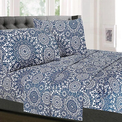 Sweet Home Collection™ Oasis Printed Sheet Set, Double Brushed Microfiber