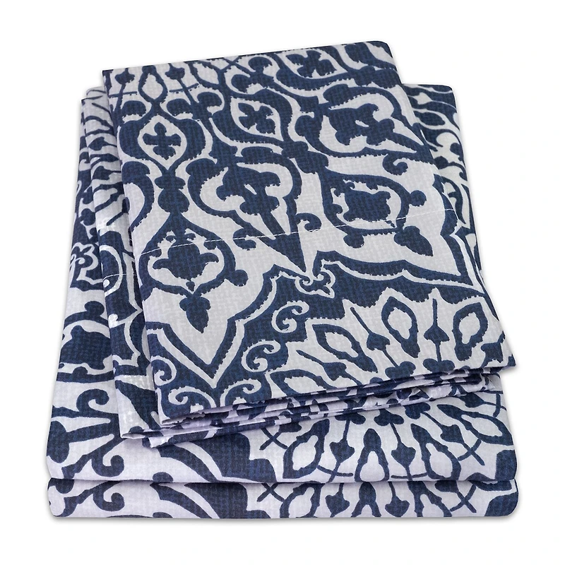 Sweet Home Collection™ Oasis Printed Sheet Set, Double Brushed Microfiber