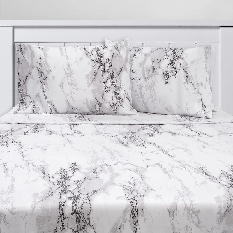 Sweet Home Collection™ Marble Printed Sheet Set, Double Brushed Microfiber