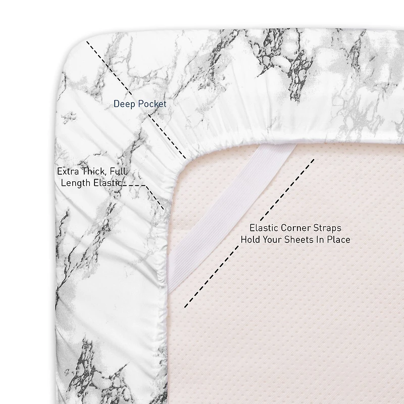 Sweet Home Collection™ Marble Printed Sheet Set, Double Brushed Microfiber
