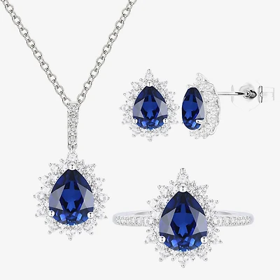 Gemstone Pear 3-pc. Pendant Necklace Set