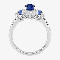 Womens Lab Created Blue Sapphire Sterling Silver Cocktail Ring