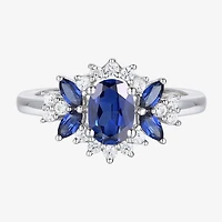 Womens Lab Created Blue Sapphire Sterling Silver Cocktail Ring